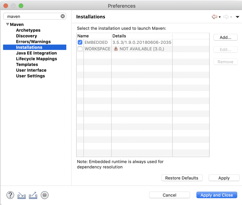 STS Maven settings