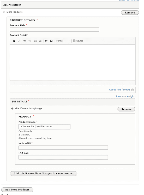 Drupal Multiple fields example