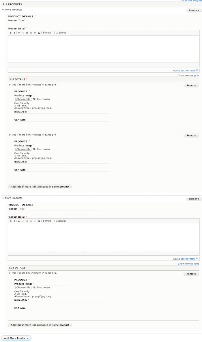 Drupal Multiple fields example