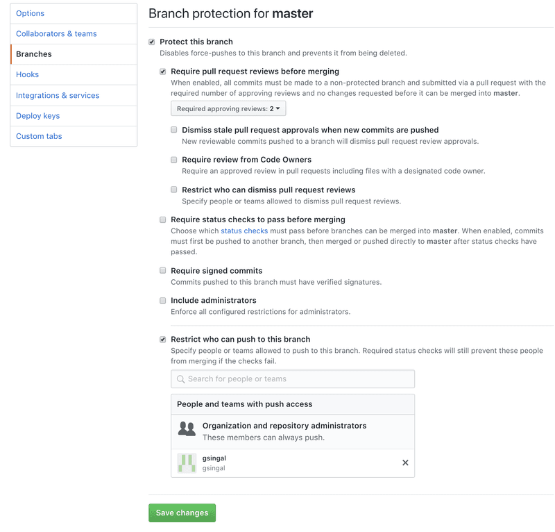 Branch protection rules